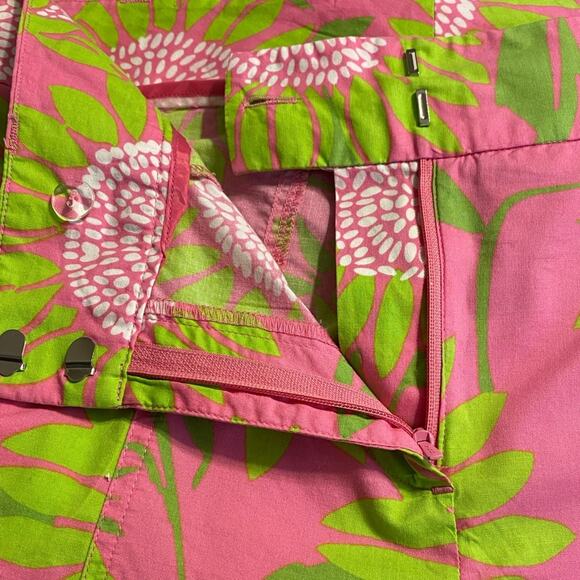 Lilly Pulitzer Pink & Kelly Green Wide Leg Pants Size 10 - Picture 4 of 5
